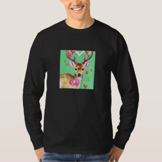 T-shirt Valentine's Day Love Heart Cute Deer Girlfriend Fi