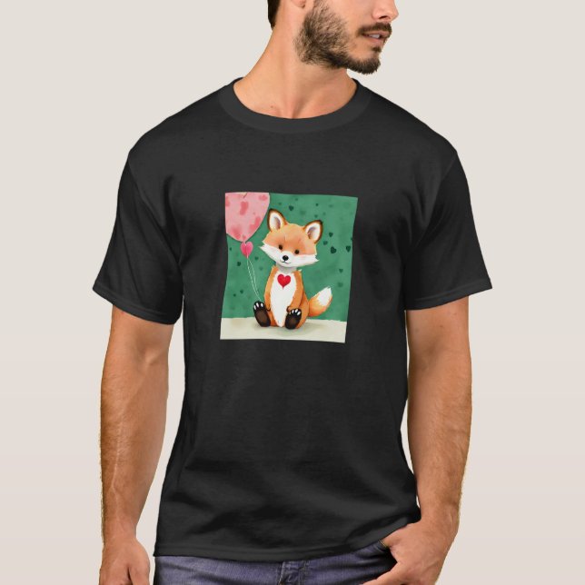 T-shirt Valentine's Day Love Heart Fox Teddy Girlfriend Fi (Devant)