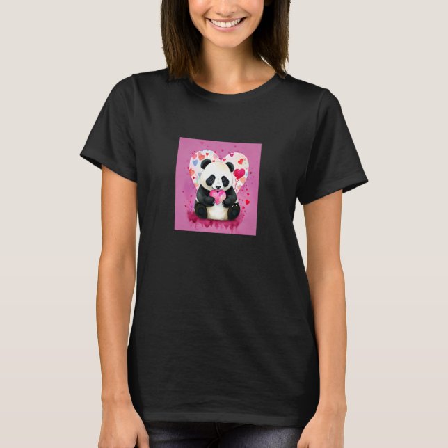 T-shirt Valentine's Day Love Heart Panda Girlfriend Fiancé (Devant)