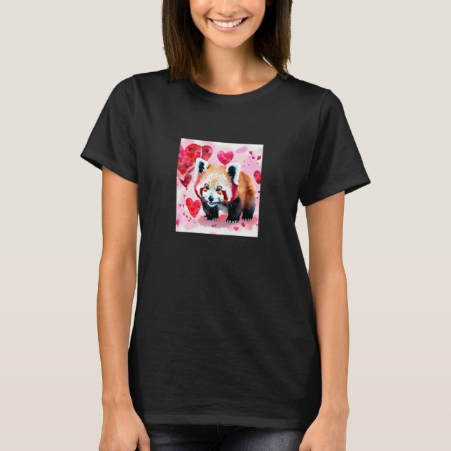 T-shirt Valentine's Day Love Heart Red Panda Girlfriend Fi (Devant)