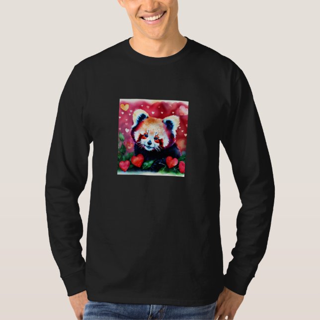 T-shirt Valentine's Day Love Heart Red Panda Girlfriend Fi (Devant)