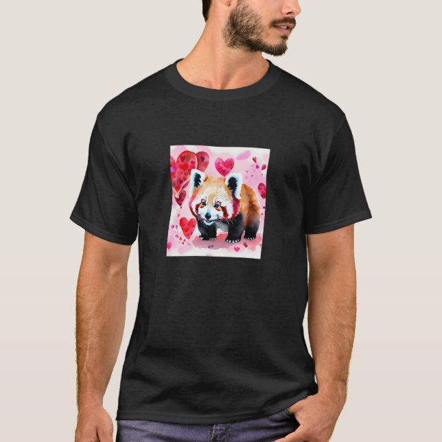T-shirt Valentine's Day Love Heart Red Panda Girlfriend Fi (Devant)