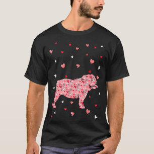 T-shirt Valentines Day Love Hearts Anglais Bulldog Chien P