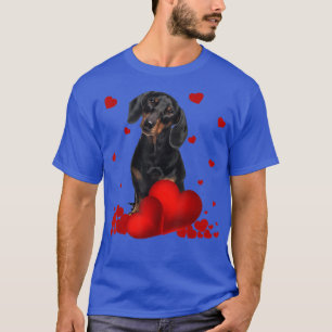 T-shirt Valentines Day Love Hearts Dachshund Chien Chien C