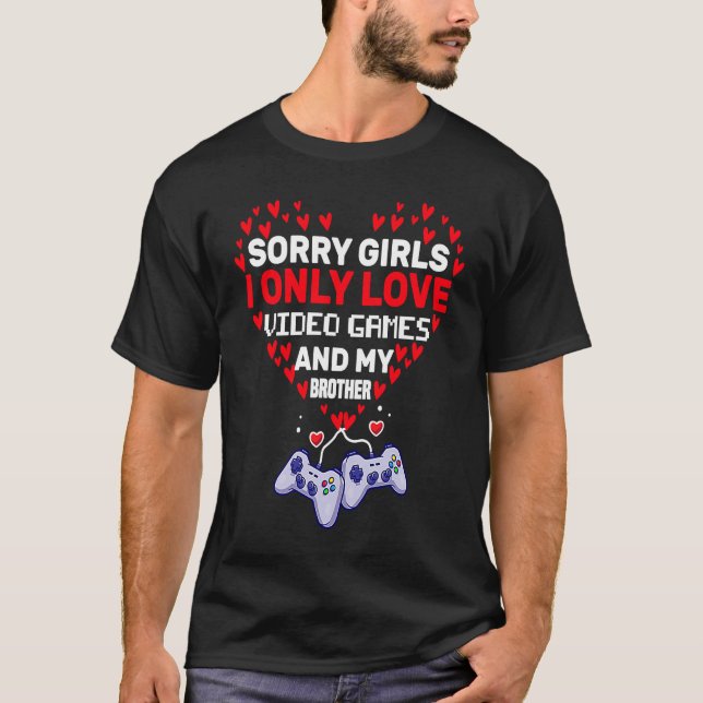 T-shirt Valentines Day pour Jeux Vidéos Gamer And Brother (Devant)