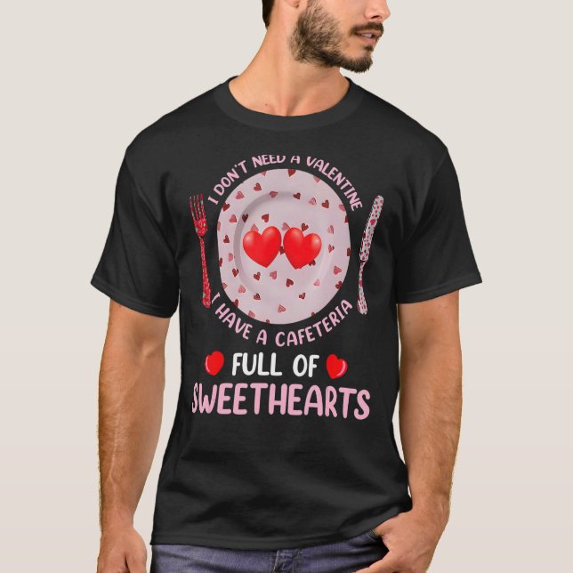 T-shirt Valentines Day pour le déjeuner Lady Cafeteria Squ (Devant)