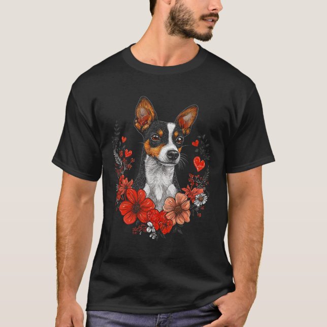 T-shirt Valentine's Day Rat Terrier Dog  (Devant)