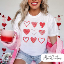 Valentine's Day Red Hearts, Doodle love, Funny