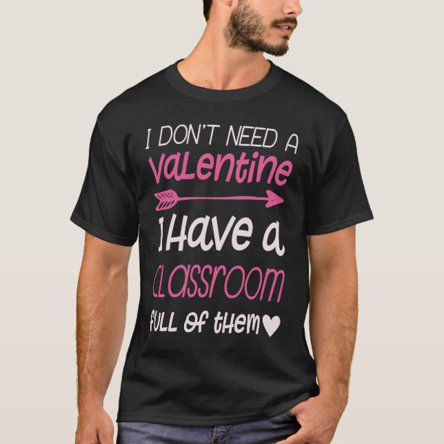 T-shirt Valentine's Day Teacher Cute Arrow Heart Pink Clas (Devant)