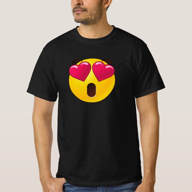 T-shirt Valentines Emoji Heart Eyes (Devant)