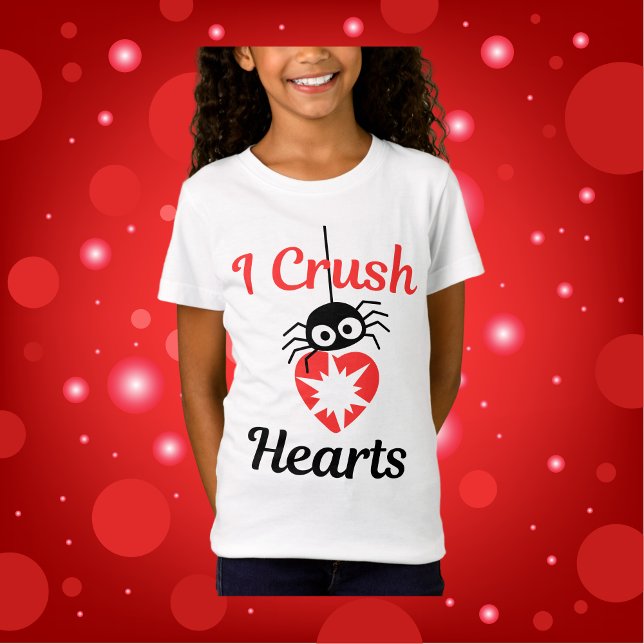 T-Shirt Valentine's I Crush Hearts mignon araignée | (Créateur téléchargé)