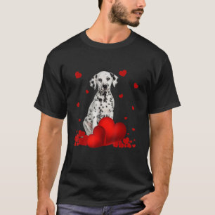 T-shirt Valentines Jour Amour Coeurs Dalmatien Chien Chien