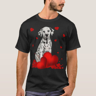 T-shirt Valentines Jour Amour Coeurs Dalmatien Chien Chien