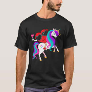T-shirt Valentines Jour Coeur équitation Une Unicorne Cute