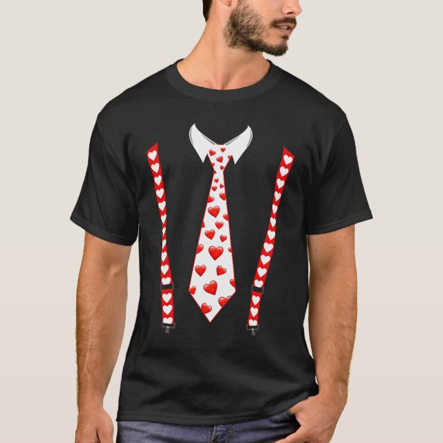 T-shirt Valentines Jour Cravate Coeur Jeunes Garçons Homme (Devant)