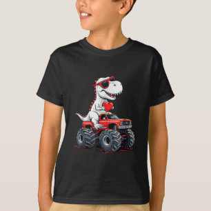 T-shirt Valentines Jour Dinosaure Monster Camion Avec Coeu