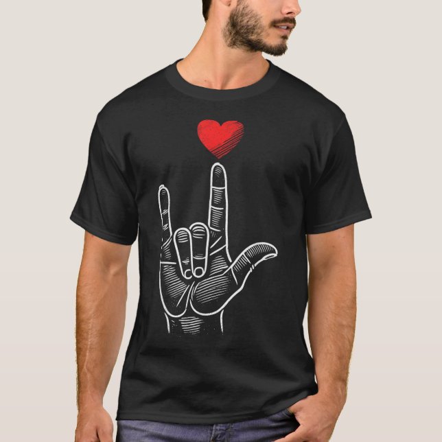 T-shirt Valentines Jour J'Aime Vous Langue Des Signes À La (Devant)