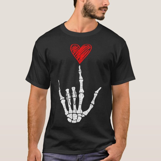 T-shirt Valentines Jour Je T'Aime Main Signer Al Coeur Fem (Devant)