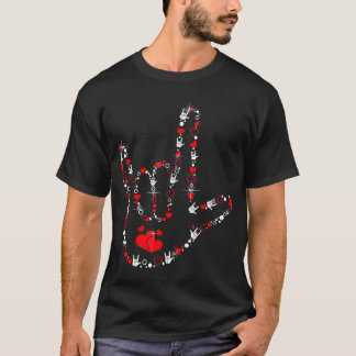 T-shirt Valentines Jour Je T'Aime Main Signer Al Coeur Fem
