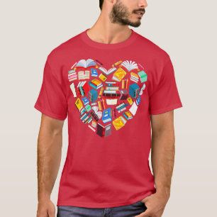 T-shirt Valentines Jour Livre Lover Heart Librarian Bookwo