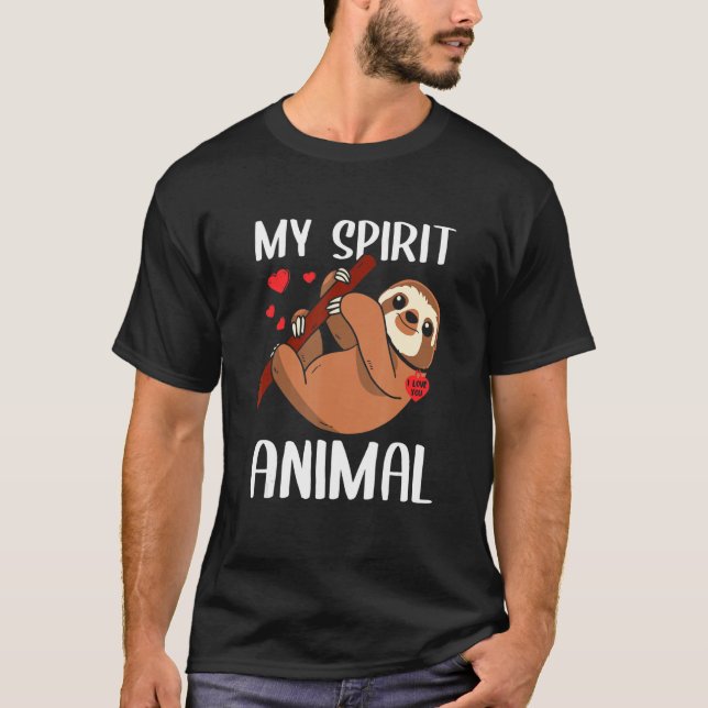 T-shirt Valentines Jour Mon Esprit Animal Sloth Je T'Aime  (Devant)