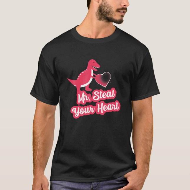 T-shirt Valentines Jour Pour Le Petit Garçon T Rex I Coeur (Devant)