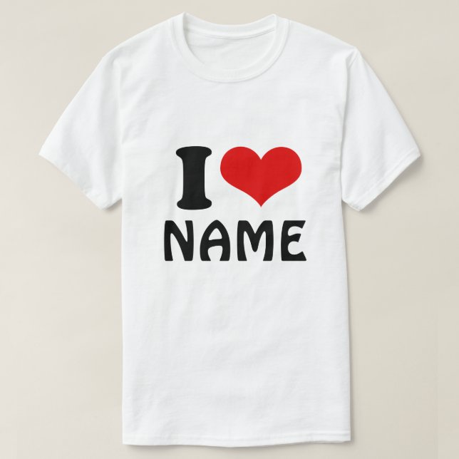 T-shirt Valentines personnalisables Jour J'aime Coeur Pers (Design devant)