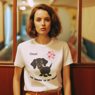 T-shirt Valentines personnalisées Dachshund Saucisse Nom d