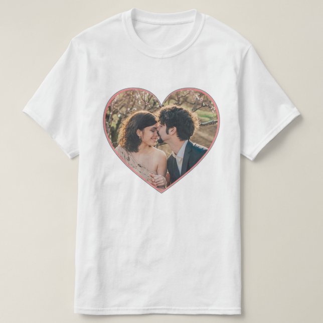 T-shirt Valentines photo en forme de coeur ou Mariage pers (Design devant)