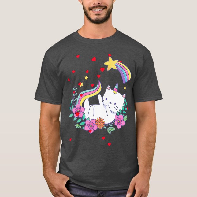 T-shirt Valentines Unicorn Chat Kittycorn (Devant)