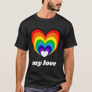 T-shirt Valentines vintages Coeur arc-en-ciel Mon amour H