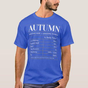 T-shirt Valeur nutritive Automne Prénom Nom unique