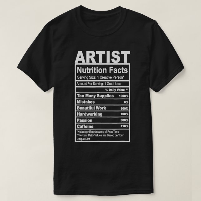 T-shirt Valeur nutritive de l'artiste (Design devant)
