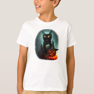 T-shirt Vampire Chat et Assistant Citrouille Halloween Sur