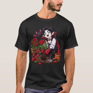 T-shirt Vampire jardinant des roses avec Halloween gothiqu