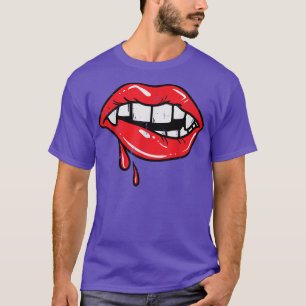 T-shirt Vampire Lèvres Bloody Halloween Costume Pour Femme