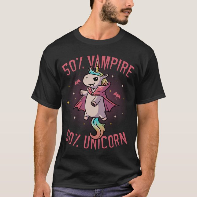 T-shirt Vampire Unicorn Funny Cute Éffrayant (Devant)