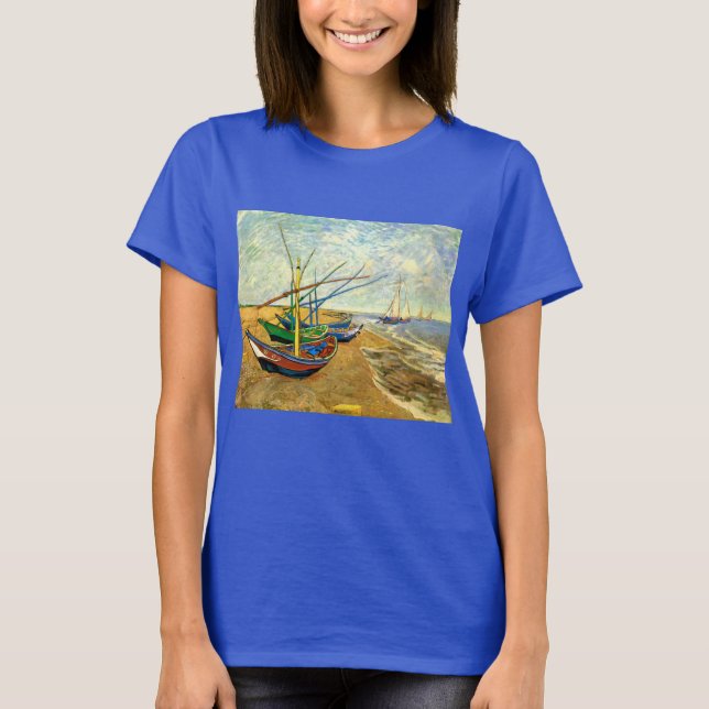 T-shirt Van Gogh Bateaux de pêche sur la plage de Saintes  (Devant)