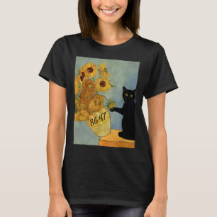 T-shirt Van Gogh Chat noir avec tournesol 8647 Res subtile