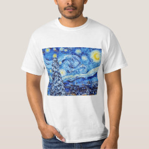 T-shirt Van Gogh - La Nuit étoilée - Art de Noël blanc 