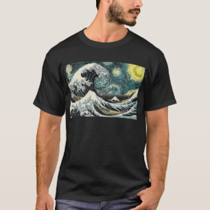 T-shirt Van Gogh la nuit étoilée - Hokusai la grande vag