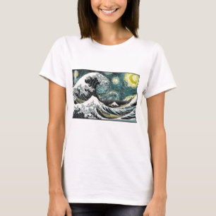 T-shirt Van Gogh la nuit étoilée - Hokusai la grande vag