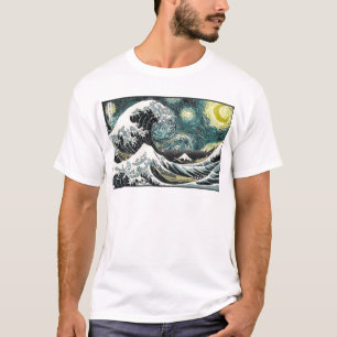 T-shirt Van Gogh la nuit étoilée - Hokusai la grande vag