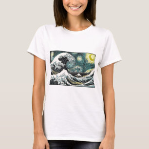 T-shirt Van Gogh la nuit étoilée - Hokusai la grande vague