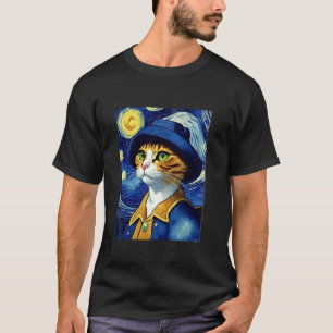 T-shirt Van Gogh Nuit Étoilée Amoureuse des Chats Maman Ch