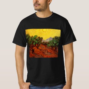 T-shirt Van Gogh Oliviers avec ciel jaune et soleil