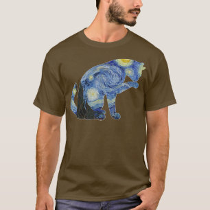 T-shirt Van Gogh Starry Night Cat Art Van Gogh Peinture Ae
