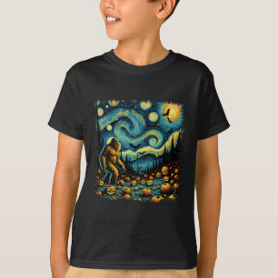 T-shirt Van Gogh Starry Nuit Halloween Big Foot Citrouille