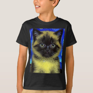 T-shirt Van Gogh Starry Nuit Siamese Cat
