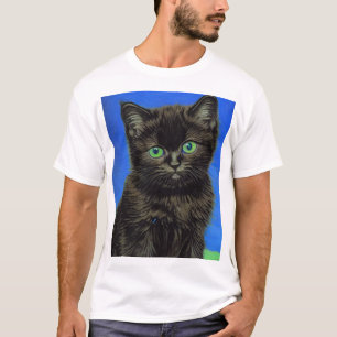 T-shirt Van Gogh Style Kitten noir